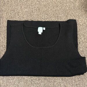 Stylish Black Ribbed Sleeveless Top